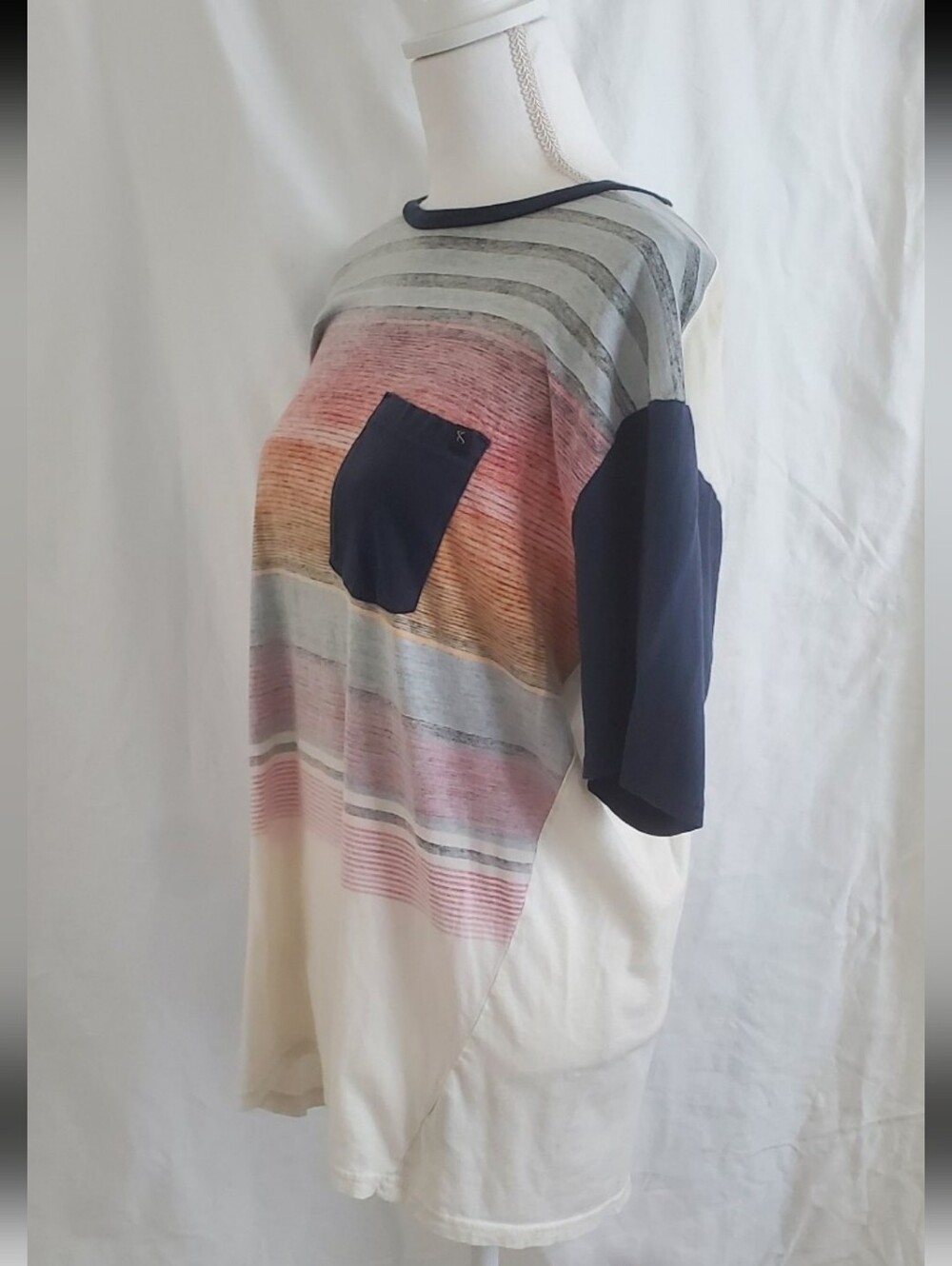 Lost Shirt Vintage T Shirt Tillys Multicolor Stripe T Shirt Men Casual Tee Navy - Picture 9 of 11
